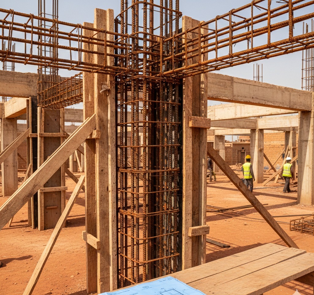 Détail technique ferraillage poteaux et poutres Mali