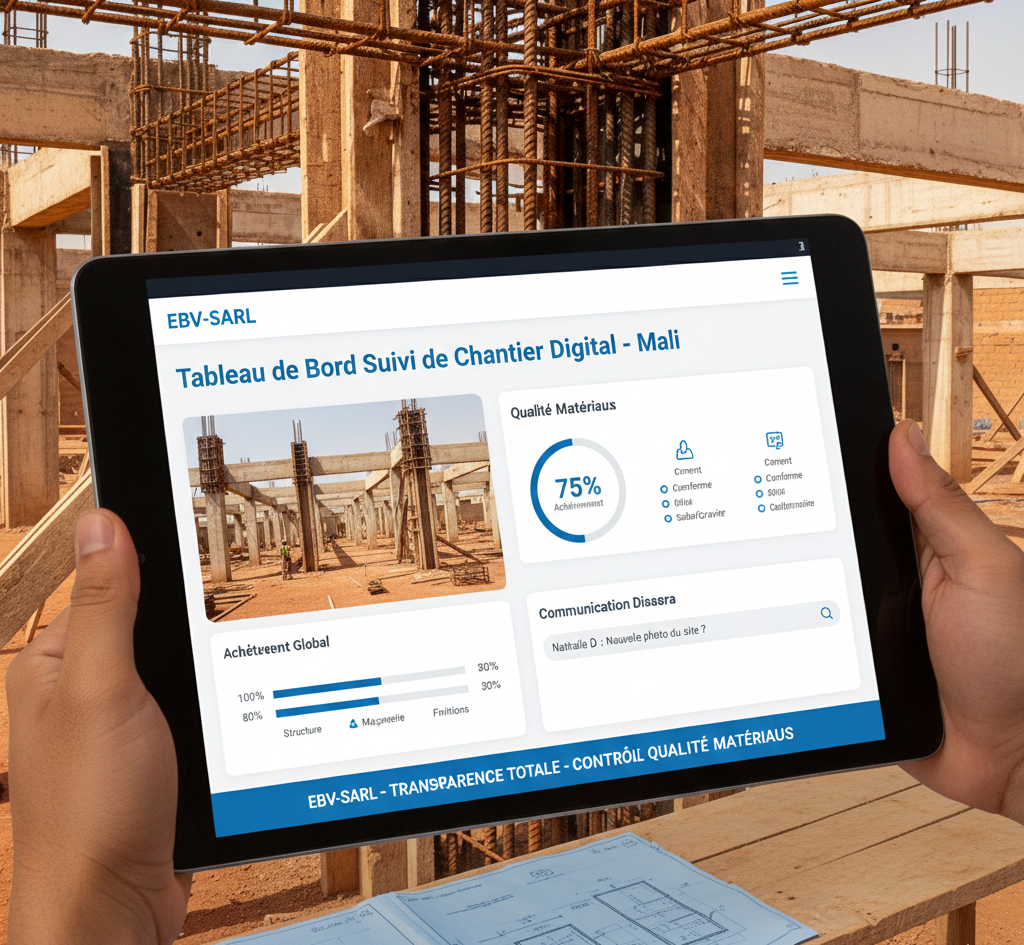 Tableau de bord suivi de chantier digital Mali