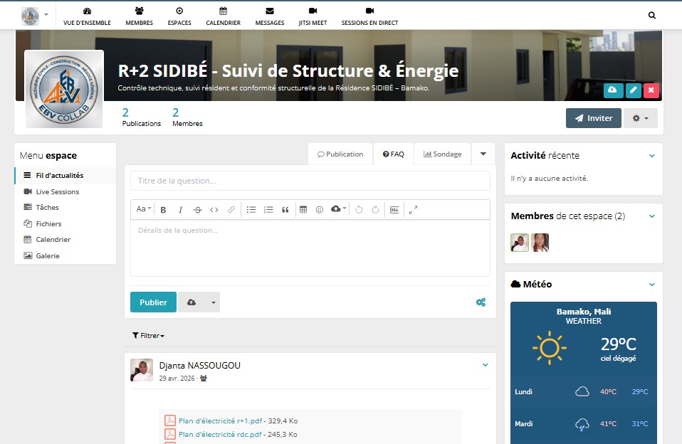 Interface de gestion EBV COLLAB